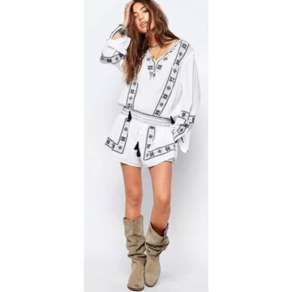 Denim and Supply Ralph Lauren Romper Embroidered Long Sleeve NWT
